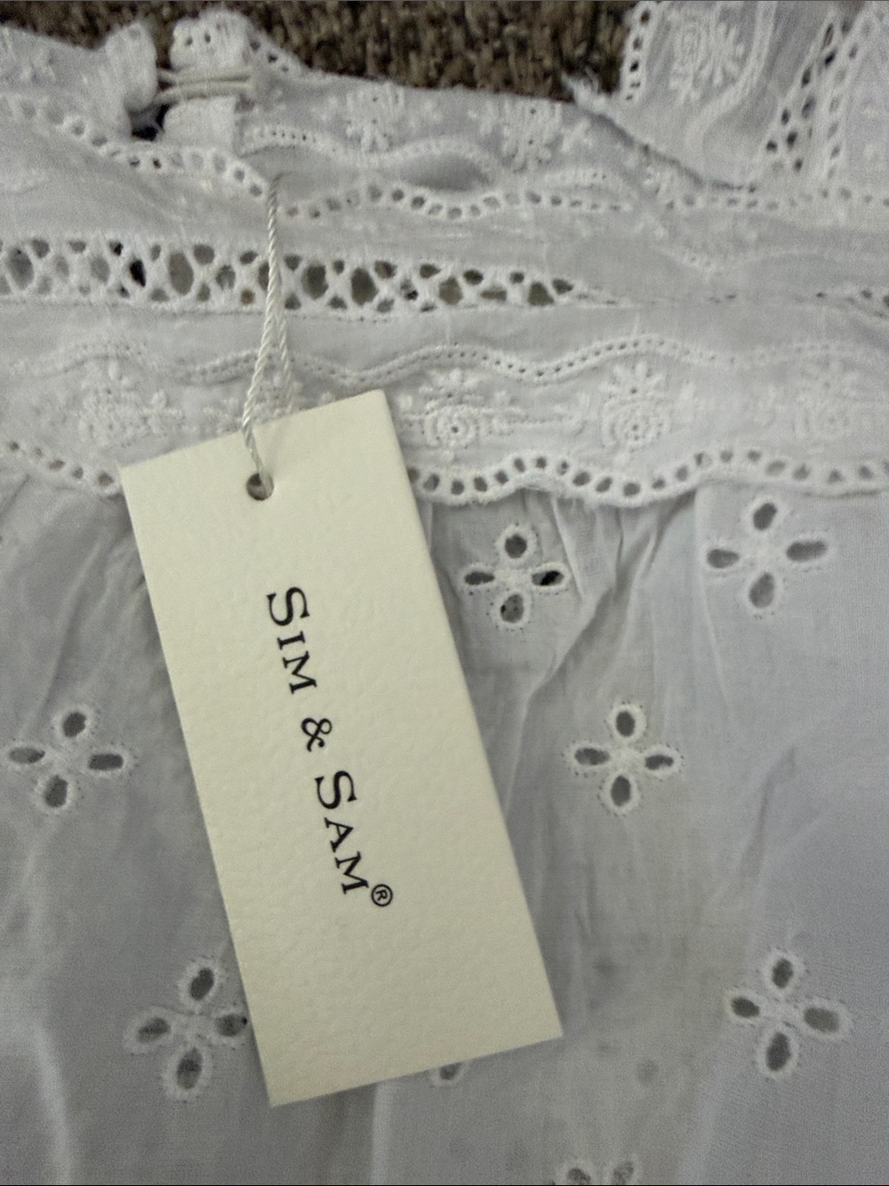 Silk & Salt White Eyelet Lace Tank Top - Picture 2 of 8